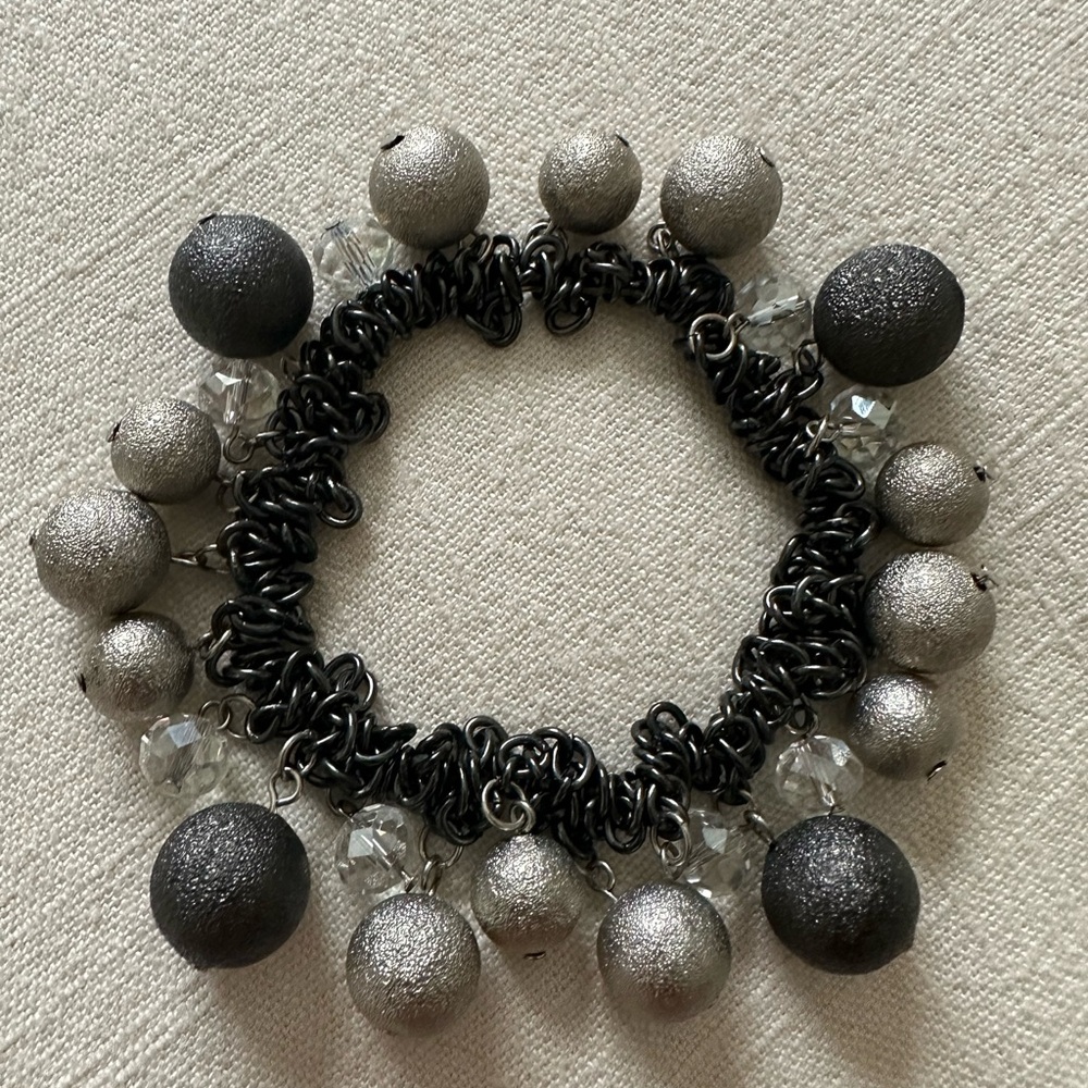 Bracelet Black, Silver, and Clear Balls